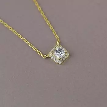 925 пробы стерлингового серебра небольшой квадратный блестящий бриллиантовый кулон ожерелье дамы простая мода ключичная цепочка свадебные украшения вечеринка подарок 40cm