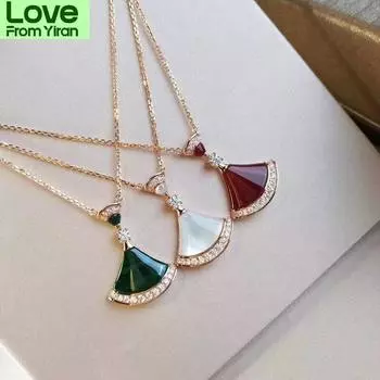 925 пробы стерлингового серебра перламутровый кулон в форме маленькой юбки женская мода веерообразный ожерелье персонализированные роскошные брендовые ювелирные изделия 45cm