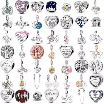 925 пробы стерлингового серебра подвеска-шарм бусины семейная дружба сердце подходит оригинальный браслет своими руками для изготовления ожерелья с подвеской новый