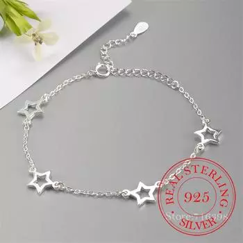925 пробы стерлингового серебра регулируемая цепь звезда браслеты и браслет для женщин свадебный подарок предотвратить аллергию женские ювелирные изделия