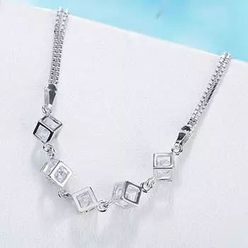 925 пробы стерлингового серебра счастливые браслеты манжета кубическая коробка модный шарм цепочка браслет для женщин дамы девушки ювелирные изделия подарок серебро браслеты