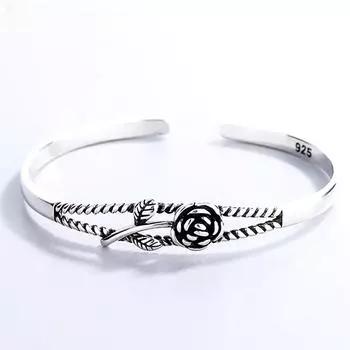 925 пробы стерлингового серебра тайский серебряный цветок розы ретро ювелирные изделия роскошный изменяемый размер открывающийся женский браслет серебряный