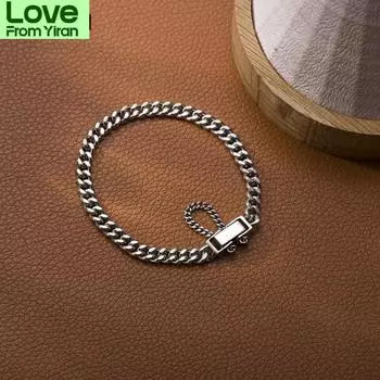 925 пробы стерлингового серебра танк цепи тайский серебряный браслет для женщин мужчин регулируемый браслет для пары ювелирные изделия подарки S -B407