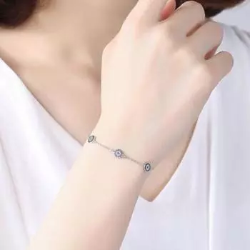 925 пробы стерлингового серебра турецкий сглаз 5 шт крошечный милый сглаз диско шарм для женщин серебряные нежные звенья цепи браслеты