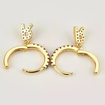 925 пробы стерлингового серебра Весна Радуга Cz Циркон Буквы 26 подвесок Серьги-подвески Инициалы Пирсинг Клипсы Подвески Ювелирные изделия