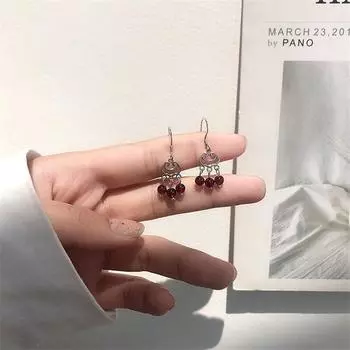 925 пробы стерлингового серебра Винтаж кисточка круглая бусина подвеска серьги для женщин девушки вечеринка элегантные ювелирные изделия Brincos Eh1131