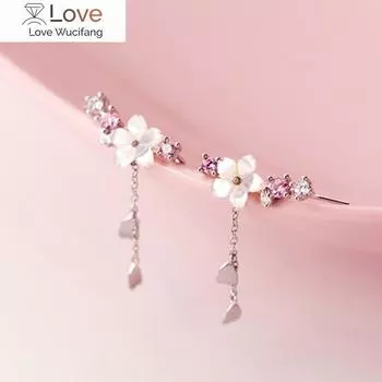 925 пробы стерлингового серебра в форме цветущей вишни подвеска-кисточка пирсинг серьги-гвоздики для женщин и девочек ювелирные изделия подвески аксессуары