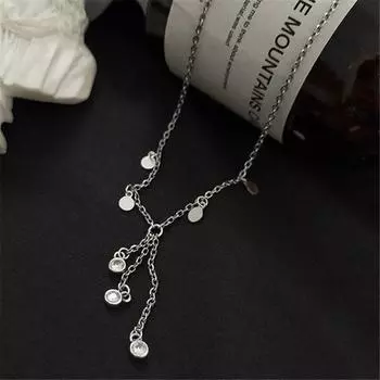 925 пробы стерлингового серебра винтажная цепочка с кисточками циркониевые бусины подвеска ожерелье для женщин девушки ювелирные изделия для вечеринок аксессуары dz371