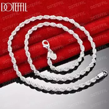 925 пробы стерлингового серебра витое ожерелье модные свадебные украшения 40CM