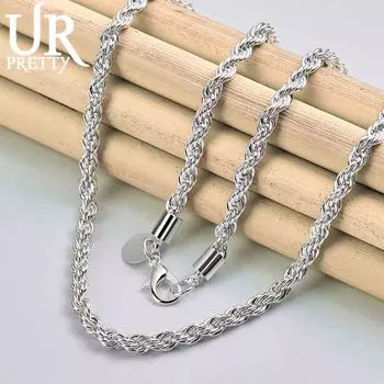 925 пробы стерлингового серебра витое ожерелье модные свадебные украшения 40CM