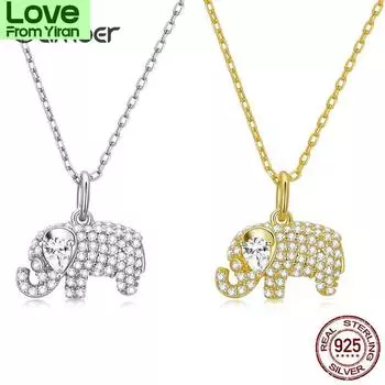 925 пробы стерлингового серебра золото Guardian Crystal изящное женское колье слоненок чокер изящное ювелирное украшение воротник