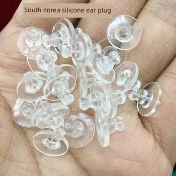 925 Pure Silicone Flying Disk Toys Large Earplug Anti-Drop Support Super Tight Earplugs Ear Studs Rear Plug Earrings Holder Dy Accessories Transparent soft silica gel 20 + send 10
