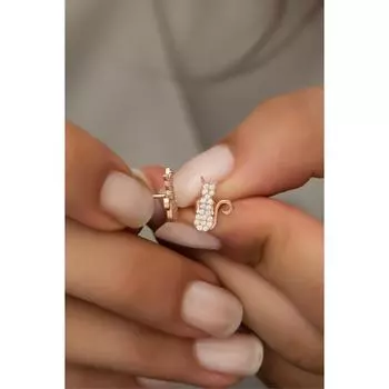 925 серебристые розовые серьги с котиками