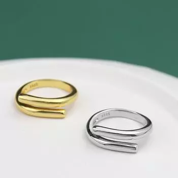 925 Серебро Двухслойное Геометрическое Кольцо Женское Очарование Мода Простое Открытие Свет Роскошные Ювелирные Изделия Ручной Работы Подарок