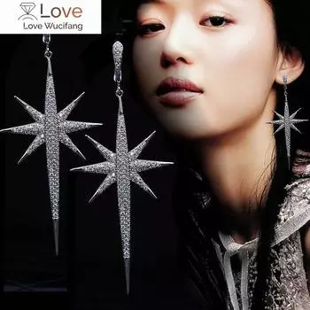 925 серебро Европа Звезда слово Кристалл из новой моды креативный чешский Женщина кисточка Серьги снежинки ювелирные изделия
