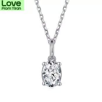 925 Серебро F Цвет 1 карат Овальная огранка 5 * 7 мм Муассанит Vvs Помолвка Свадебное ожерелье с подвеской для женщин Годовщина Пятидесятница
