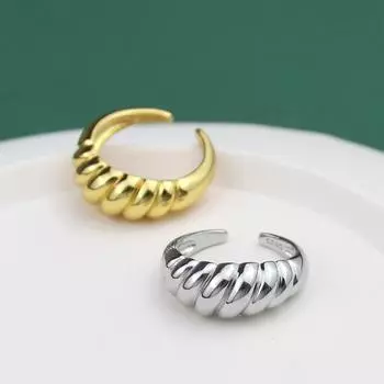925 серебро косая нить французское кольцо женское простое открытие модные украшения изысканность предотвращает аллергию подарок Resizable золотой