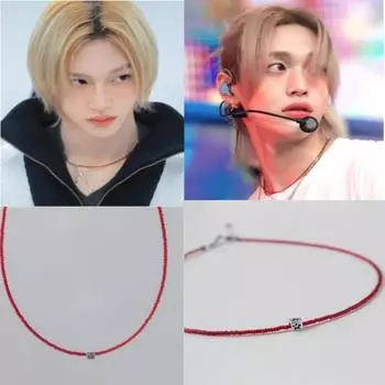 [925 Серебро] Серебряное ожерелье RIIZE Wonbin Falling Star S красный