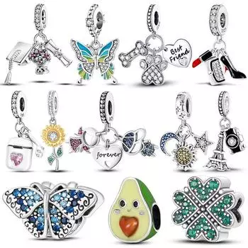 925 серебро сестра путешествия самолет висячие подвески подходят женский браслет клевер бусина для браслет ювелирных изделий