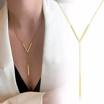 925 Серебряная полоска с кисточками в виде параграфа на ключице в минималистичной форме праздничное ожерелье для женщин на вечеринку V-образное ожерелье женские аксессуары