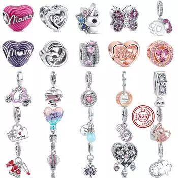 925 Серебряная серия Mom светящаяся лампочка воздушный шар годовщина кулон бусина подходит оригинальный браслет с подвесками DIY ювелирные аксессуары