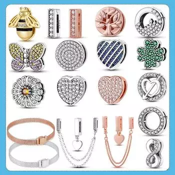 925 Серебряная защитная цепочка с пчелой, клипса, подвески, бусины, подходят для оригинального браслета с отражающей сеткой, подвески, роскошные ювелирные изделия, подарок