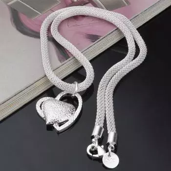 925 Серебряное двойное сердце ожерелья змеиная цепь для женщин ожерелье модные свадебные украшения