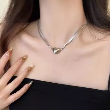 925 Серебряное геометрическое простое ожерелье в виде сердца для женщин, ювелирные изделия для помолвки, подарок на день рождения, свадьбу или вечеринку серебряный