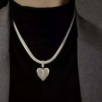 925 Серебряное геометрическое простое ожерелье в форме сердца для женщин, ювелирные изделия для помолвки, подарок на день рождения, свадебную вечеринку серебряный