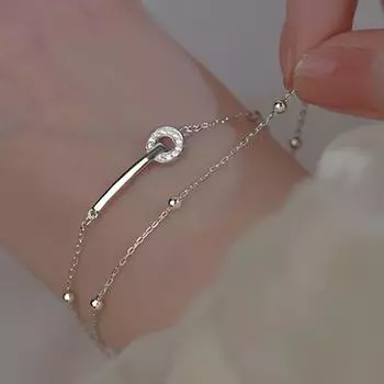 925 Серебряное кольцо, двухслойный браслет, женский легкий роскошный дизайн меньшинства, браслет для подруг, женский темперамент, ювелирные изделия 925