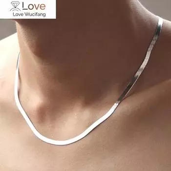 925 Серебряное Ожерелье 4 мм Змеиная Цепочка Мужская и Женская Пара Цепочка Клинков Модные Украшения Для Вечеринок Подарки 45cm