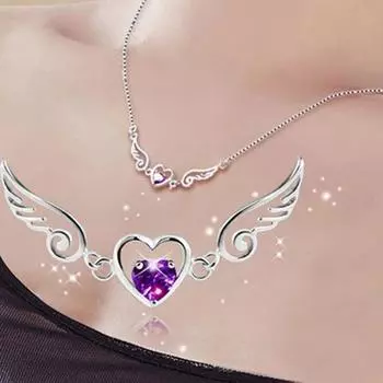 925 Серебряное женское модное ожерелье Dream Angel Love Love Heart Heart Ожерелье белый