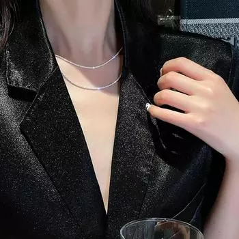 925 Серебряное Звездное Сверкающее Ожерелье для Женщин Модное Высококачественное Ожерелье Цветной Капусты Цепи Ключицы 925