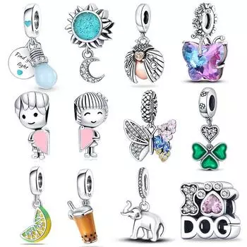 925 Серебряные браслеты с синим цирконием, совой, светящейся морской черепахой, 925 Серебряные подвески-бусины, сделай сам, подарок на день рождения