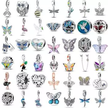 925 Серебряные бусины-подвески в виде насекомых, птиц, бабочек, подходят для оригинального браслета своими руками для изготовления ожерелий с подвесками для женщин