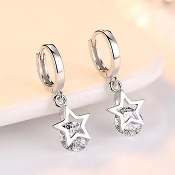 925 Серебряные иглы, антиаллергенные блестящие кристаллы и звезды, женские серьги-гвоздики, ювелирные изделия, оптовая продажа, Прямая доставка, дешево
