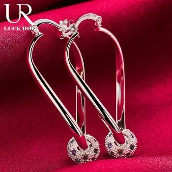 925 Серебряные Элегантные Помолвочные Красочные Благородные Красивые Перфорированные Серьги Модные Свадебные Украшения 20mm*45mm