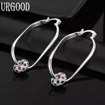 925 Серебряные Элегантные Помолвочные Красочные Благородные Красивые Перфорированные Серьги Модные Свадебные Украшения 20mm*45mm