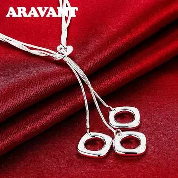 925 серебряные квадратные ожерелья для женщин, модные ювелирные подарки 45cm