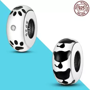 925 Серебряные милые брелки для домашних животных подходят для оригинального браслета с подвесками своими руками для кошек и собак, ювелирные изделия в подарок для любимых друзей