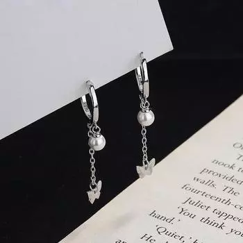 925 серебряные полые серьги-бабочки для женщин, темперамент, сказочный жемчуг, пряжка для ушей, новые модные украшения, aretes de mujer