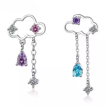 925 Серебряные серьги для женщин с аметистом и аквамарином, длинные серьги-подвески, оптовые партии, подарок, новое поступление