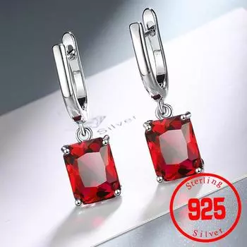 925 Серебряные серьги-гвоздики с цирконом, натуральным гранатом, аметистом, перидотом, голубым топазом, 925 стерлингового серебра, ювелирные изделия из драгоценных камней для женщин темно-синий