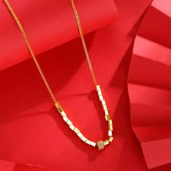 925 Серебряные украшения Маленькое ожерелье в виде кубика сахара Универсальный квадратный кулон Милый бриллиантовый кубик сахара Ключица свитер цепочка мода для женщин 925 silver золотой