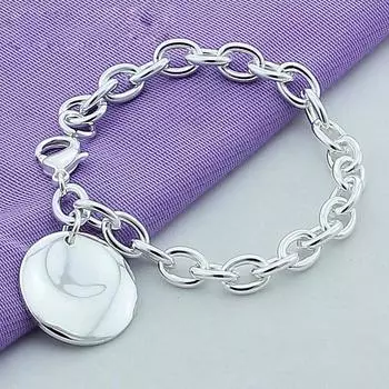 925 серебряных круглых браслетов-цепочек для женщин, модные серебряные ювелирные аксессуары 20cm