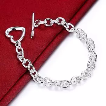925 Серебряный браслет-цепочка Женский браслет с сердечком Браслеты Браслеты на День святого Валентина Ювелирный подарок