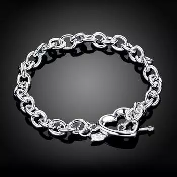 925 Серебряный браслет-цепочка Женский браслет с сердечком Браслеты Браслеты на День святого Валентина Ювелирный подарок