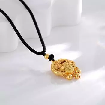 925 Серебряный цветок Шелковый замок безопасности Ruyi Ожерелье ручной работы веревка Фу иероглиф колокольчик с замком на длительный срок службы кулон сумка с замком Серебряные ювелирные изделия 925 silver серебряный