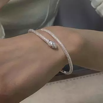 925 Серебряный креативный браслет-манжета со змеей для женщин и девочек, модные новые ювелирные изделия, подарок другу для вечеринки