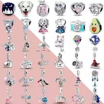 925 Серебряный Модный Шарм Бисерные Украшения DIY Индивидуальный Браслет Аксессуары